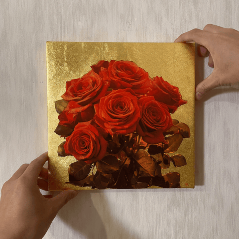 箔景色-red rose　(227㎜×227㎜)